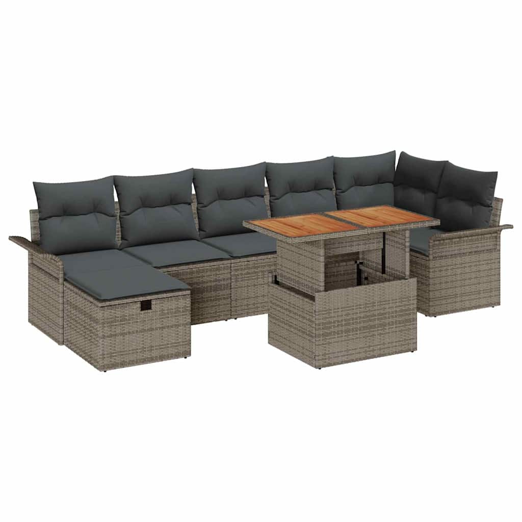 Havesofa Sæt 8 stk. Grå polyrattan