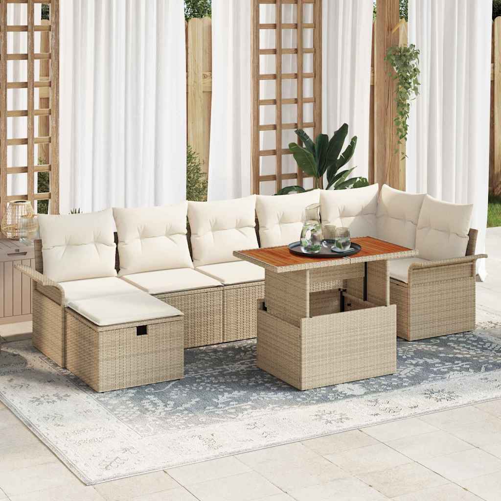 Havesofa Sæt 8 stk. Beige polyrattan