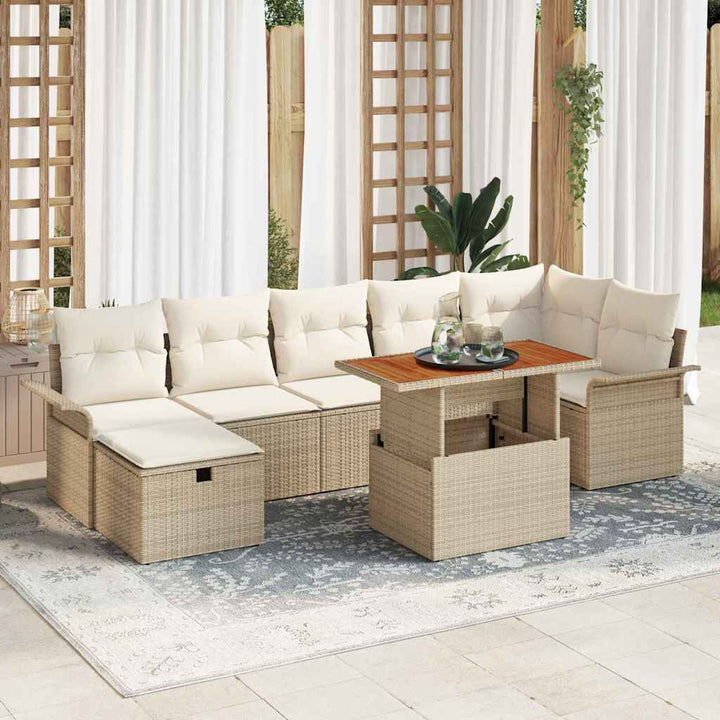 Havesofa Sæt 8 pcs Beige polyrattan