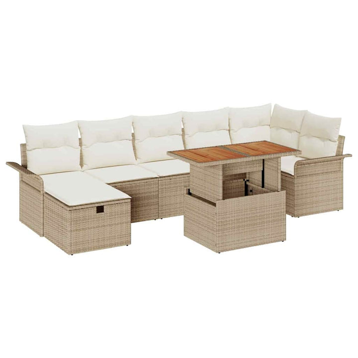 Havesofa Sæt 8 pcs Beige polyrattan