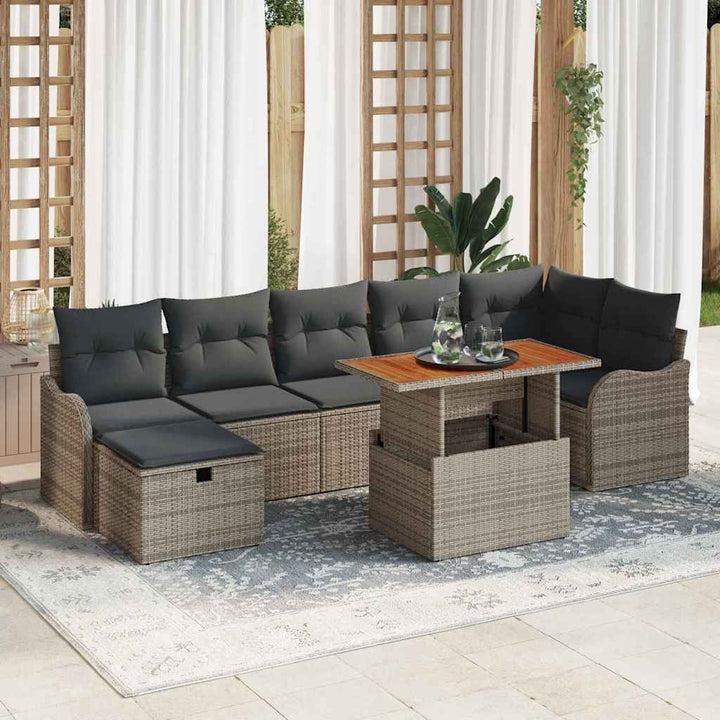 Havesofa Sæt 8 stk. Grå Poly rattan