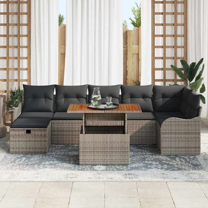 Havesofa Sæt 8 stk. Grå Poly rattan