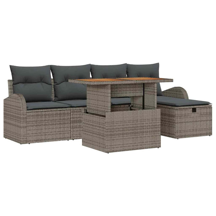 Havesofa Sæt 6 stk. Grå polyrattan