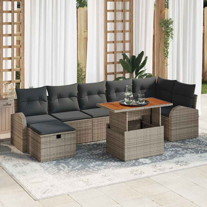Havesofa Sæt 8 stk. Grå polyrattan