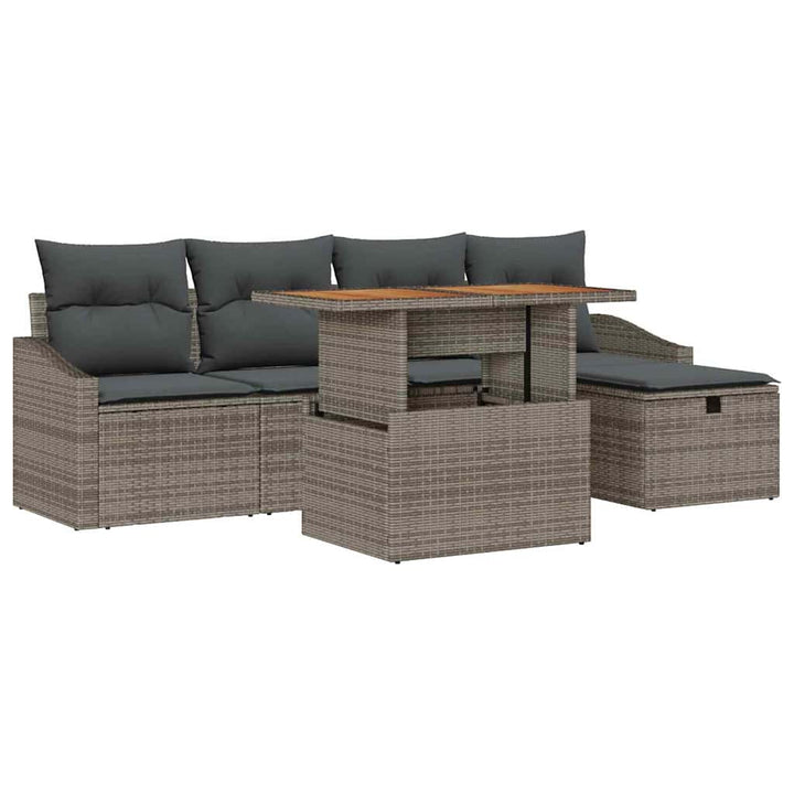 Havesofa Sæt 6 stk. Grå polyrattan