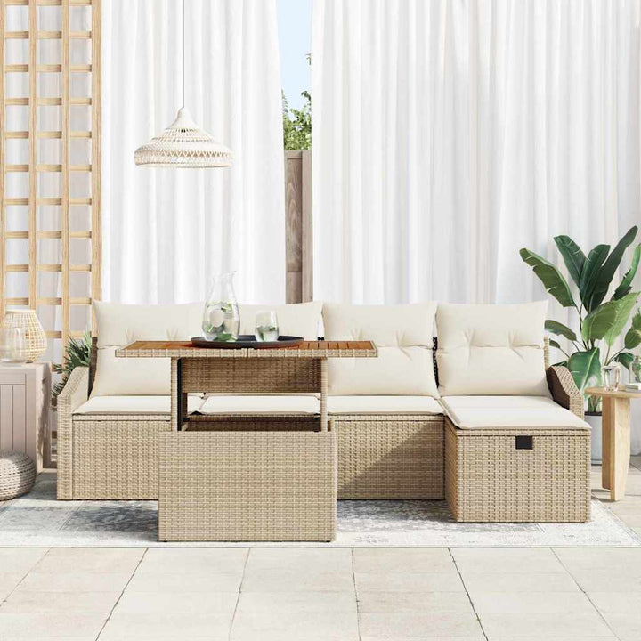 Havesofa Sæt 6 pcs Beige polyrattan