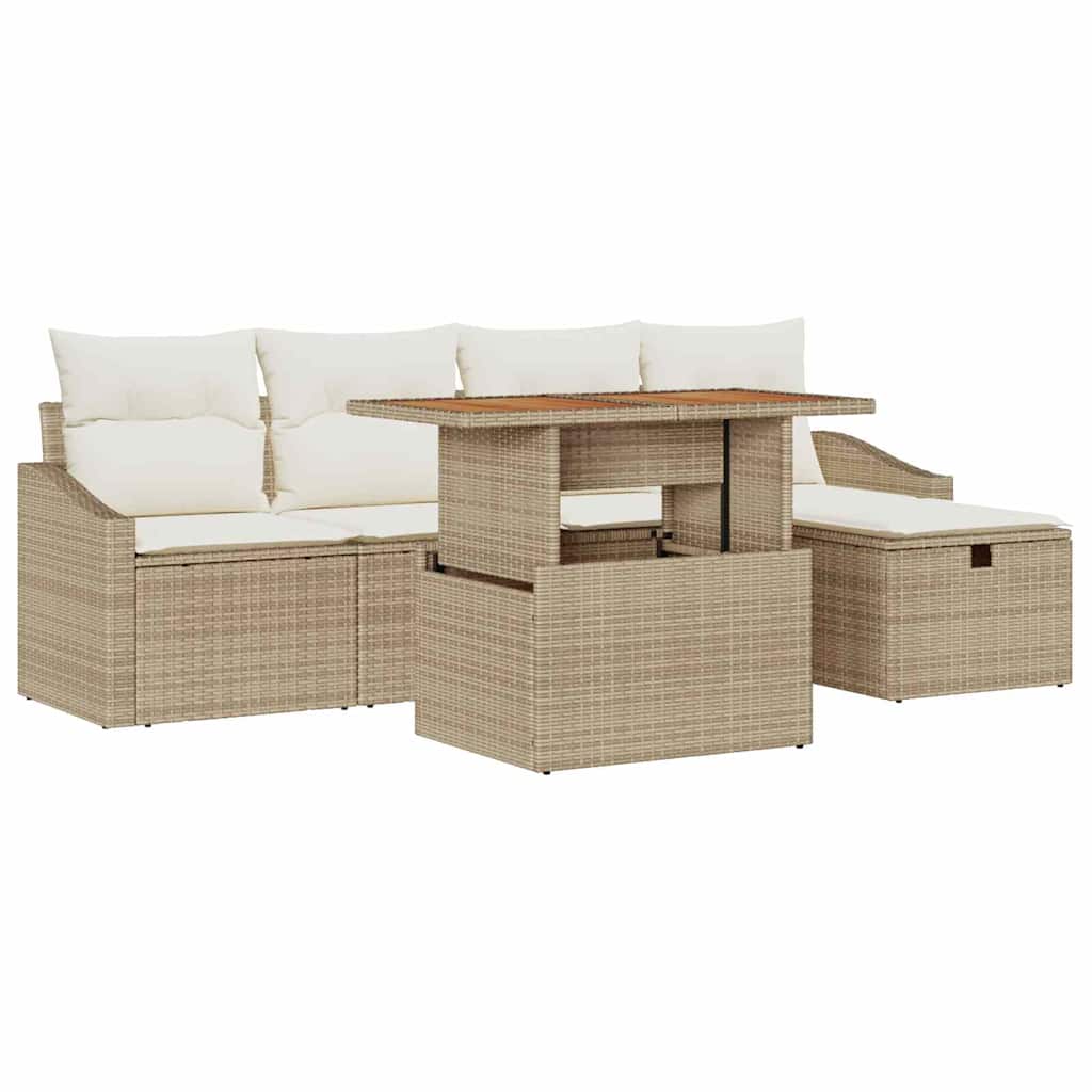 Havesofa Sæt 6 pcs Beige polyrattan