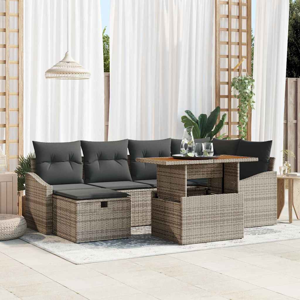 Havesofa Sæt 7 stk. Grå polyrattan