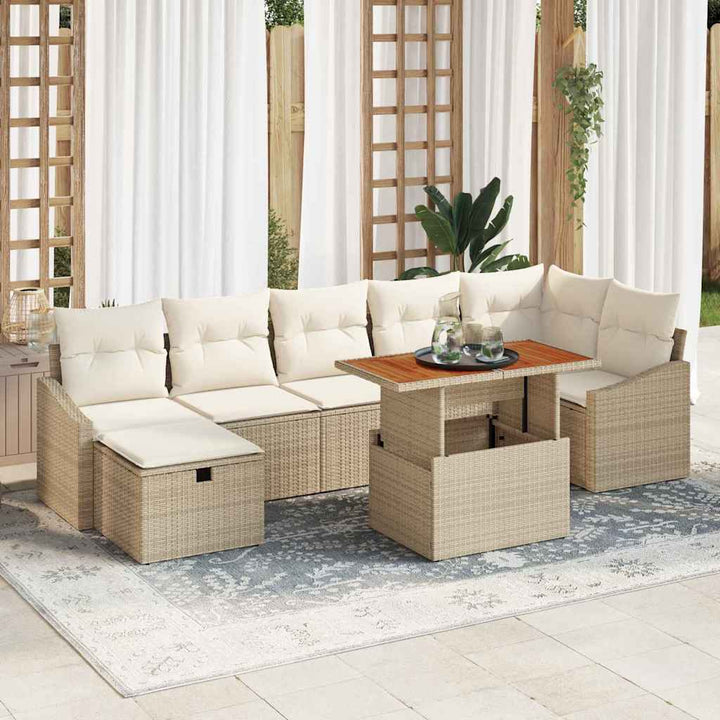 Havesofa Sæt 8 pcs Beige polyrattan