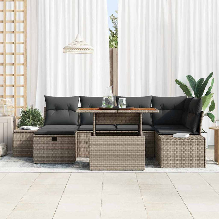 Havesofa Sæt 7 stk. Grå polyrattan