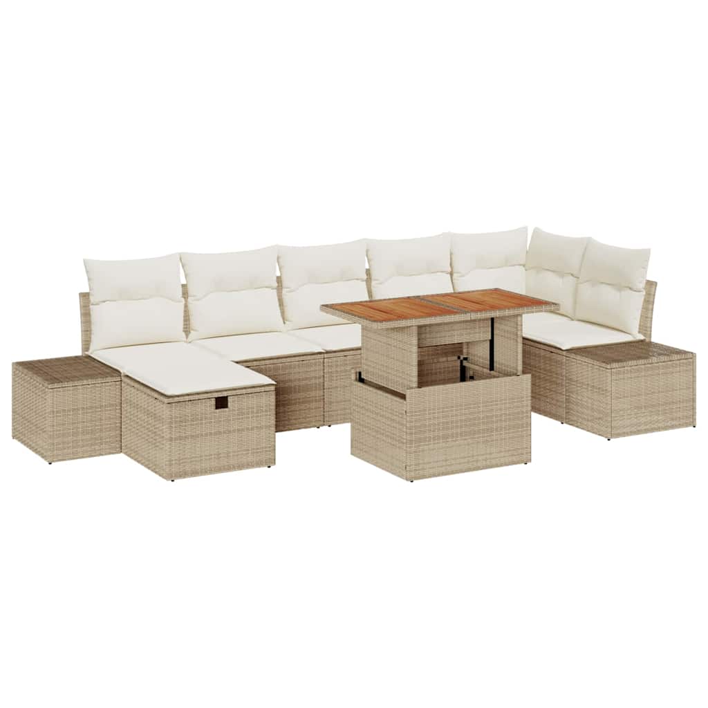 Havesofa Sæt 8 pcs Beige polyrattan