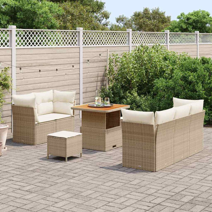 Havesofa Sæt 8 stk. Beige polyrattan
