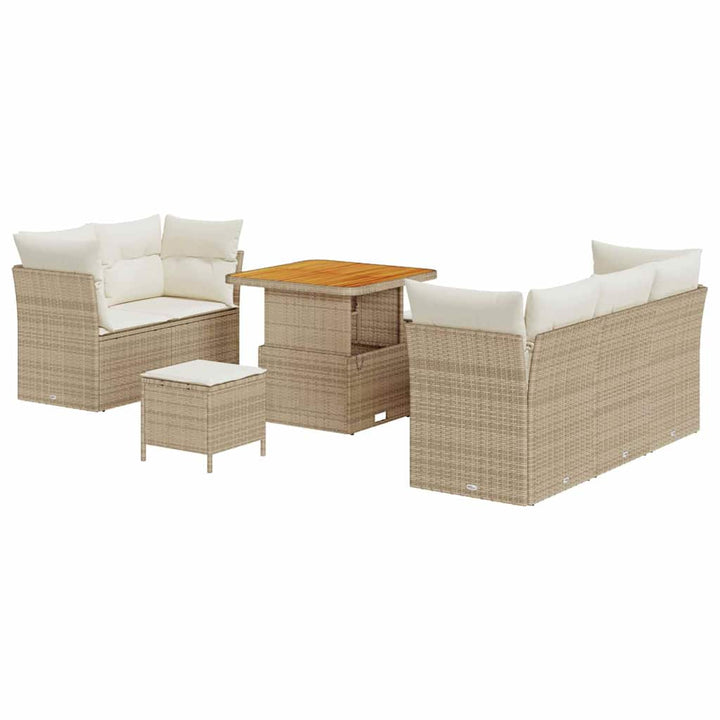 Havesofa Sæt 8 stk. Beige polyrattan