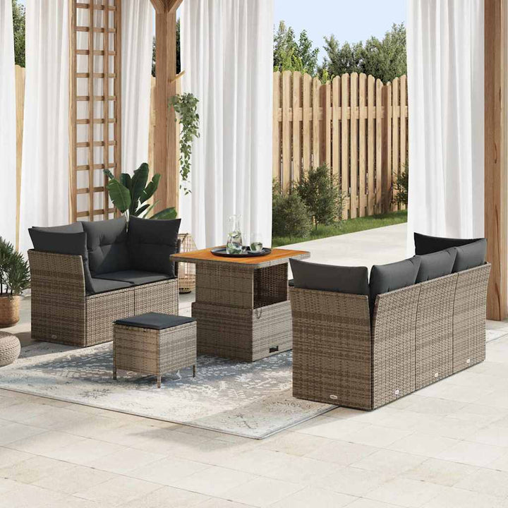 Havesofa Sæt 8 stk. Grå polyrattan