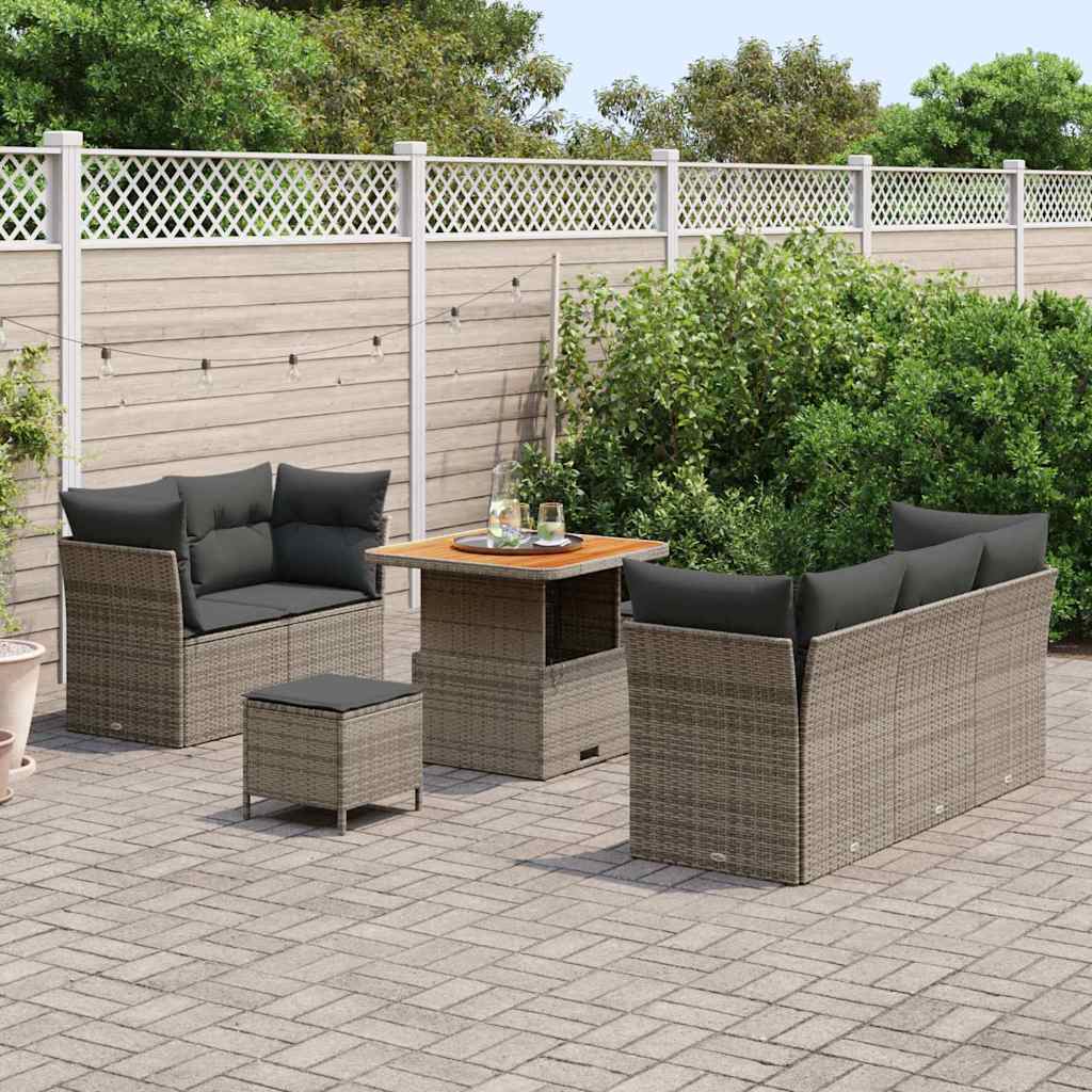 Havesofa Sæt 8 stk. Grå polyrattan