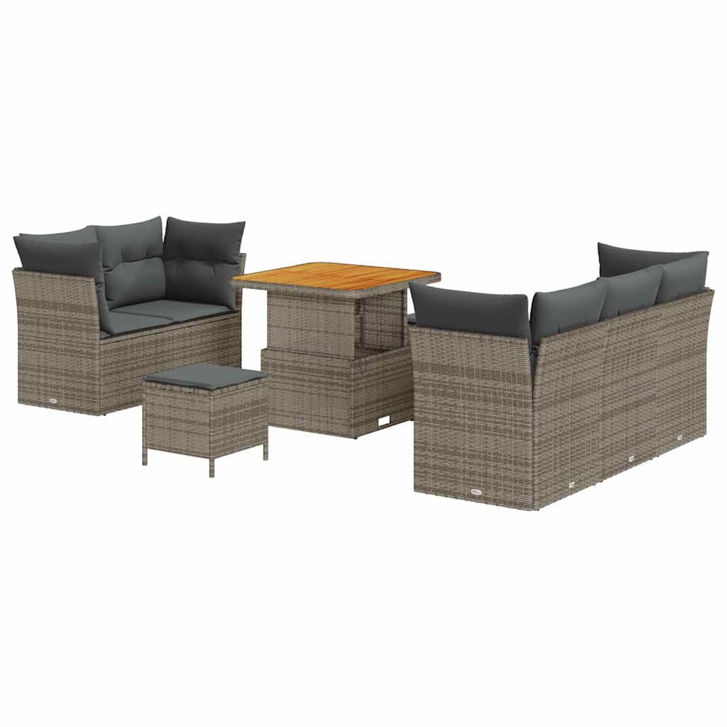 Havesofa Sæt 8 stk. Grå polyrattan