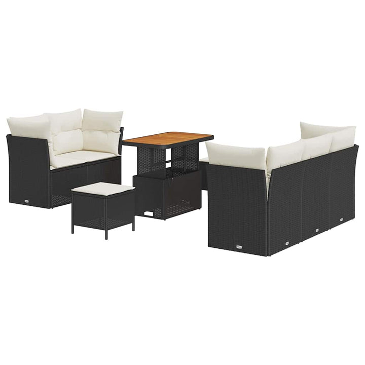 Havesofa Sæt 8 pcs Sort polyrattan