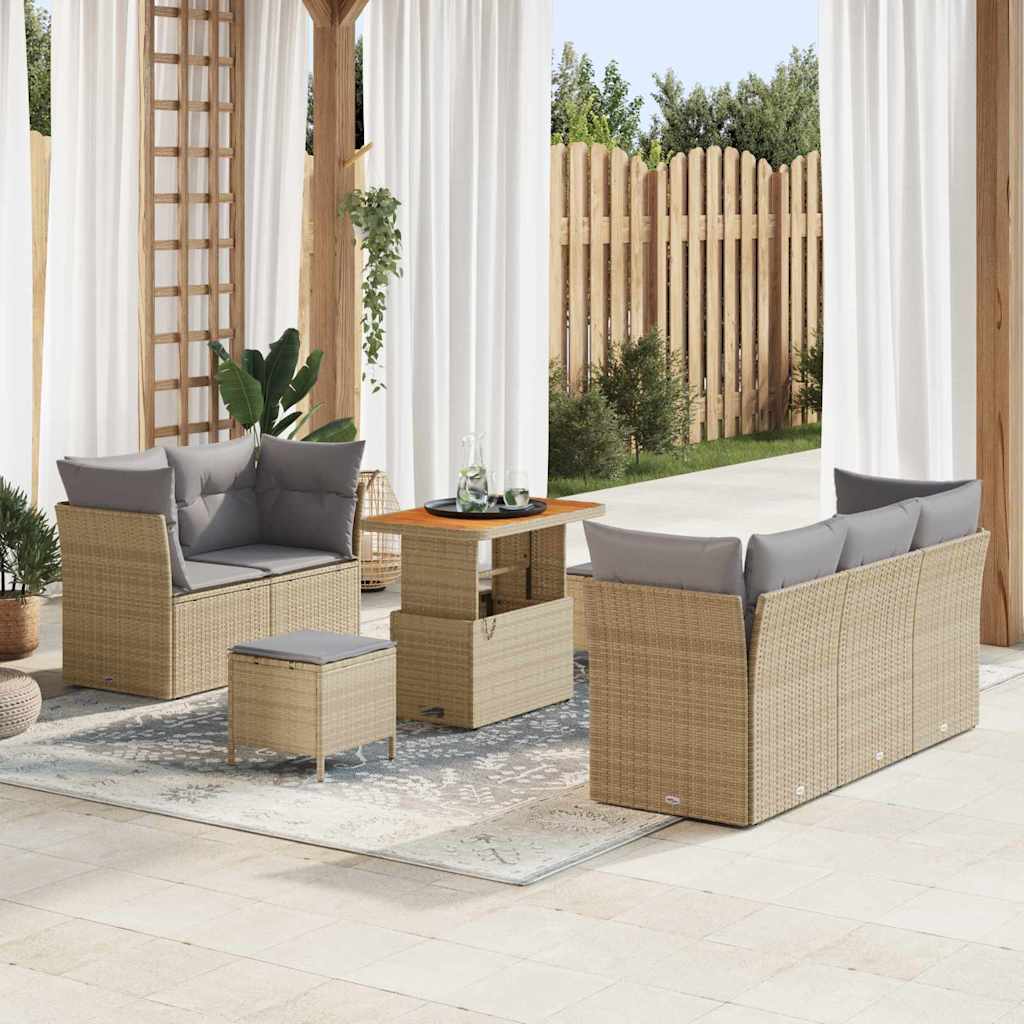 Havesofa Sæt 8 stk. Beige polyrattan