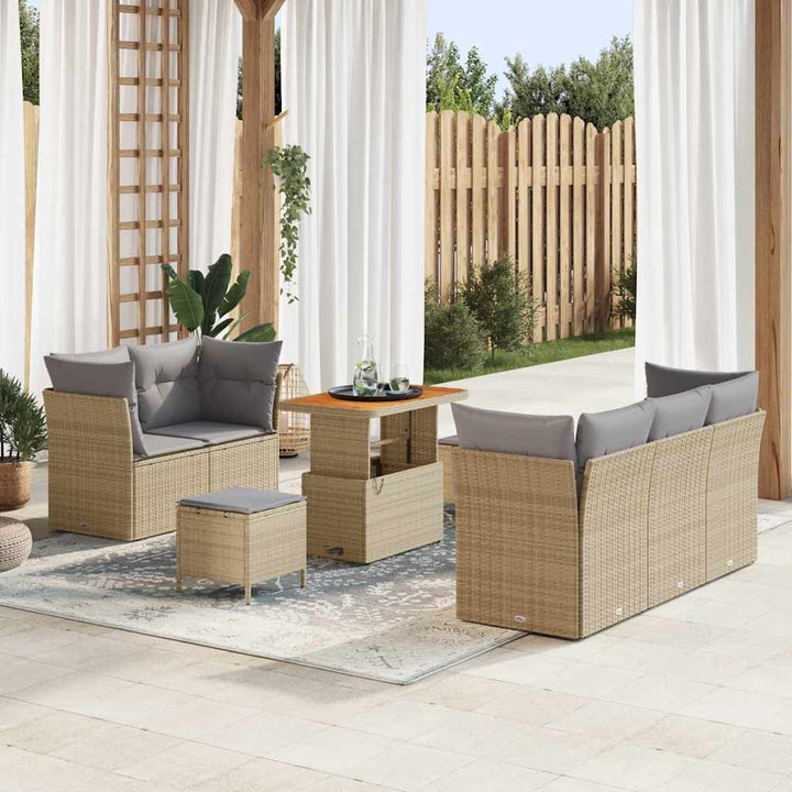 Havesofa Sæt 8 pcs Beige polyrattan