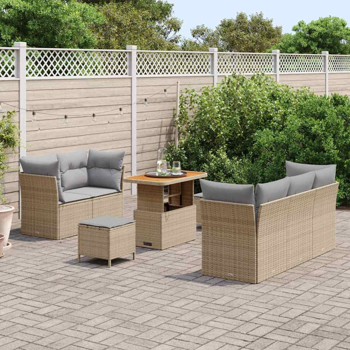 Havesofa Sæt 8 pcs Beige polyrattan