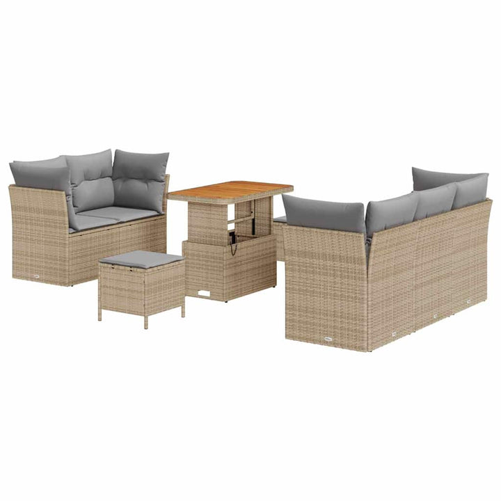 Havesofa Sæt 8 pcs Beige polyrattan