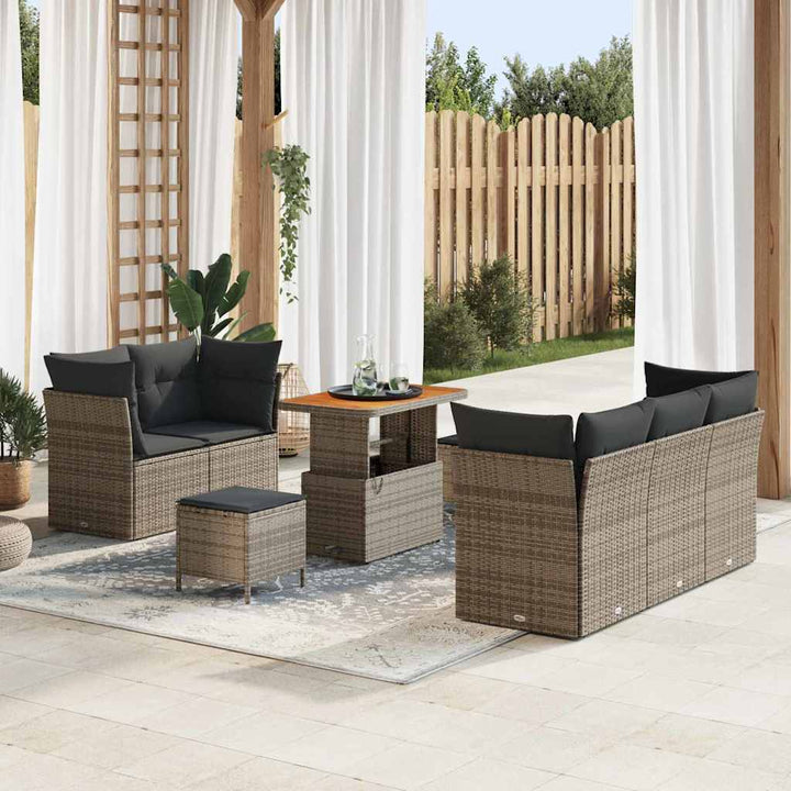 Havesofa Sæt 8 pcs Grå polyrattan