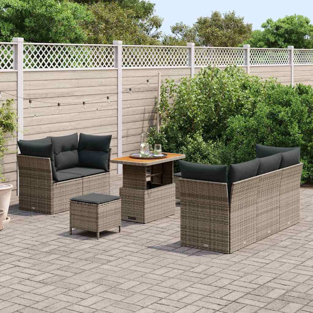 Havesofa Sæt 8 pcs Grå polyrattan
