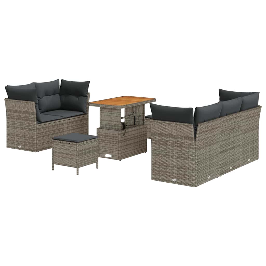 Havesofa Sæt 8 pcs Grå polyrattan