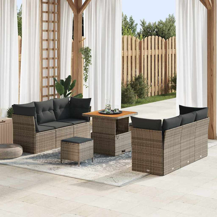 Havesofa Sæt 9 stk. Grå polyrattan
