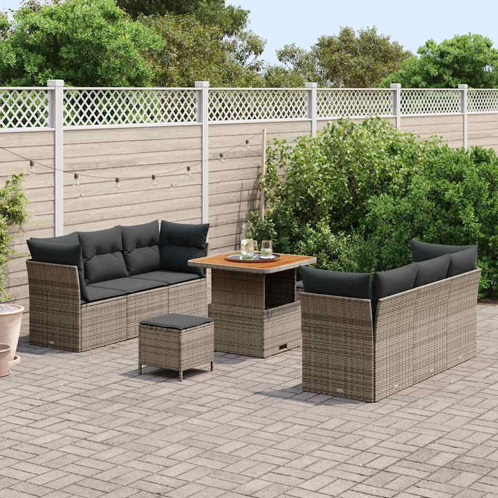 Havesofa Sæt 9 stk. Grå polyrattan