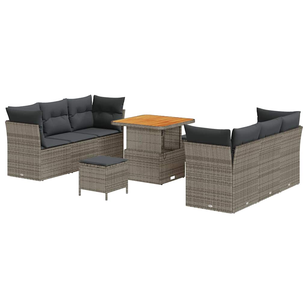 Havesofa Sæt 9 stk. Grå polyrattan