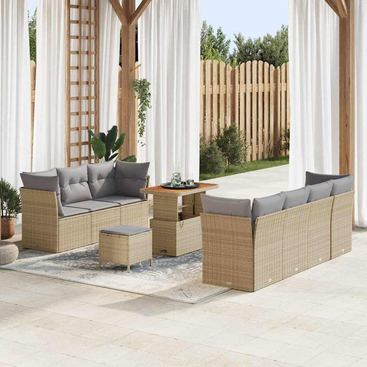 Havesofa Sæt 10 pcs Beige polyrattan