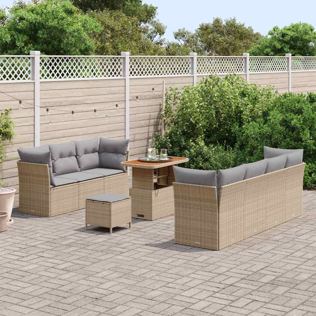 Havesofa Sæt 10 pcs Beige polyrattan