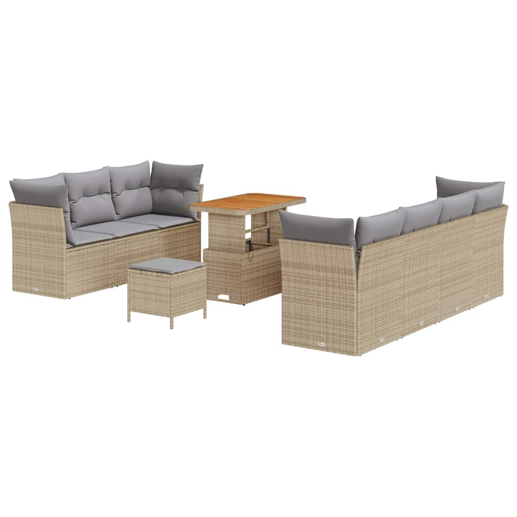 Havesofa Sæt 10 pcs Beige polyrattan