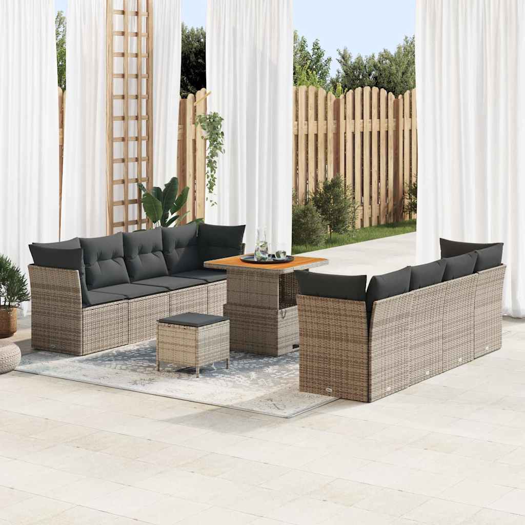Havesofa Sæt 11 stk. Grå polyrattan