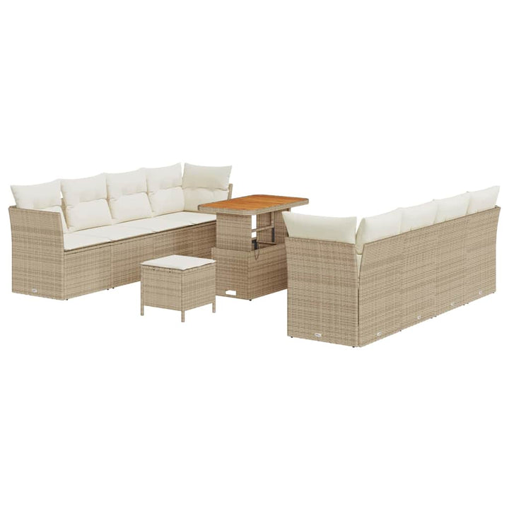 Havesofa Sæt 11 pcs Beige polyrattan