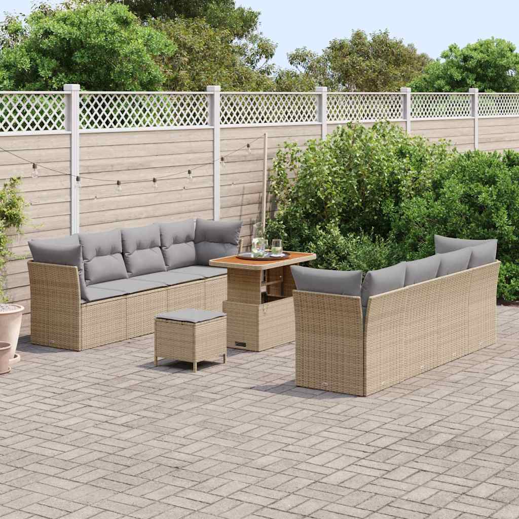 Havesofa Sæt 11 pcs Beige polyrattan