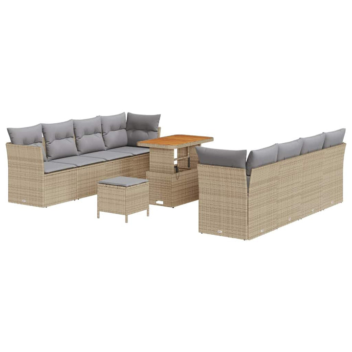 Havesofa Sæt 11 pcs Beige polyrattan