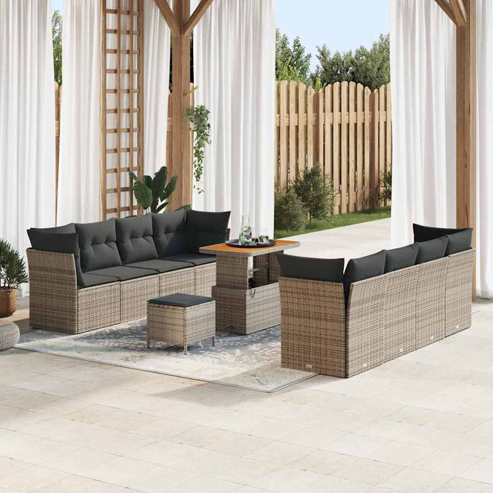 Havesofa Sæt 11 pcs Grå polyrattan