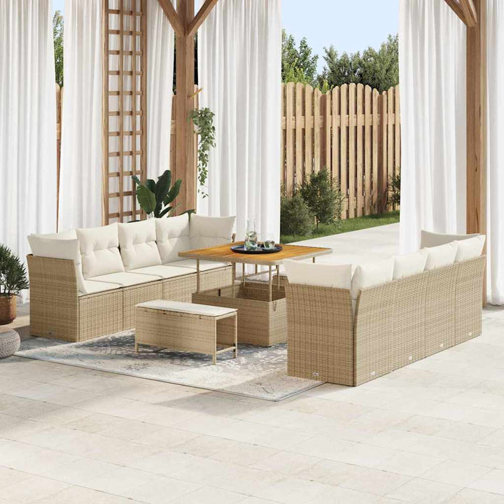Havesofa Sæt 11 pcs Beige polyrattan