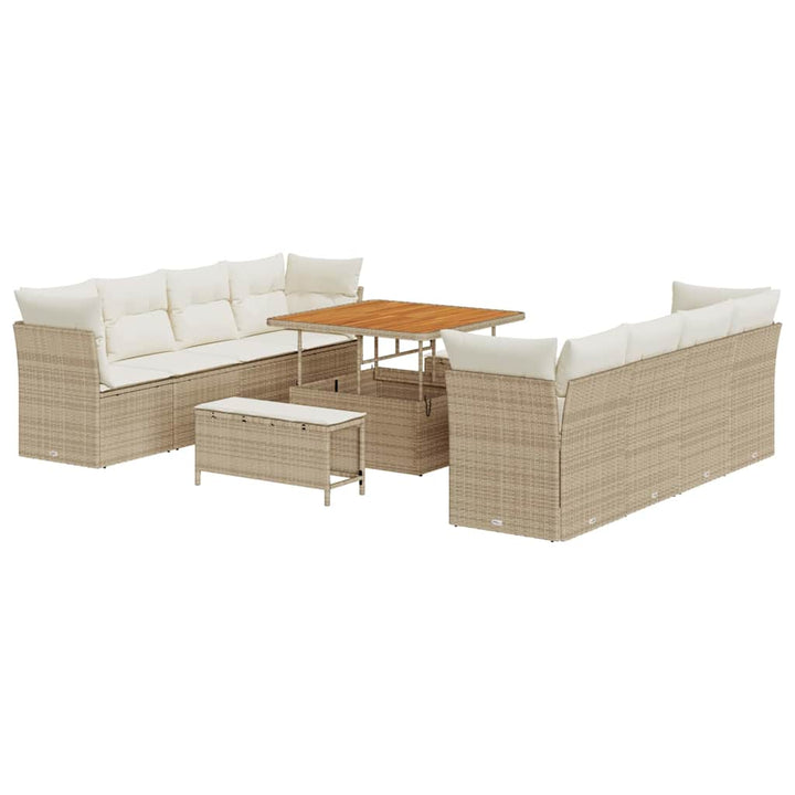 Havesofa Sæt 11 pcs Beige polyrattan