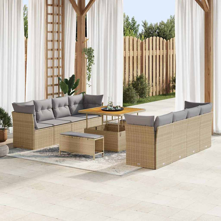 Havesofa Sæt 11 pcs Beige polyrattan