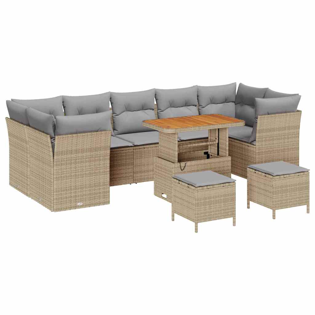 Havesofa Sæt 10 pcs Beige polyrattan