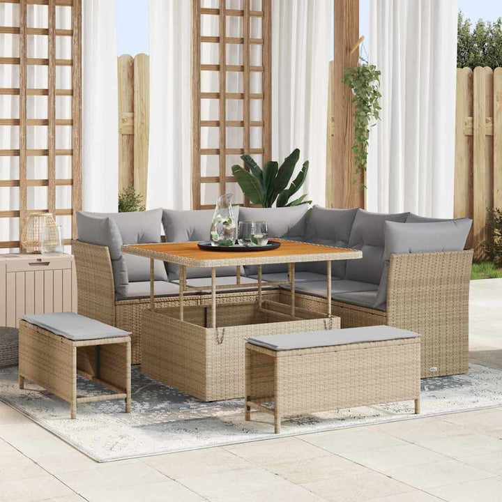 Havesofa Sæt 8 pcs Beige polyrattan