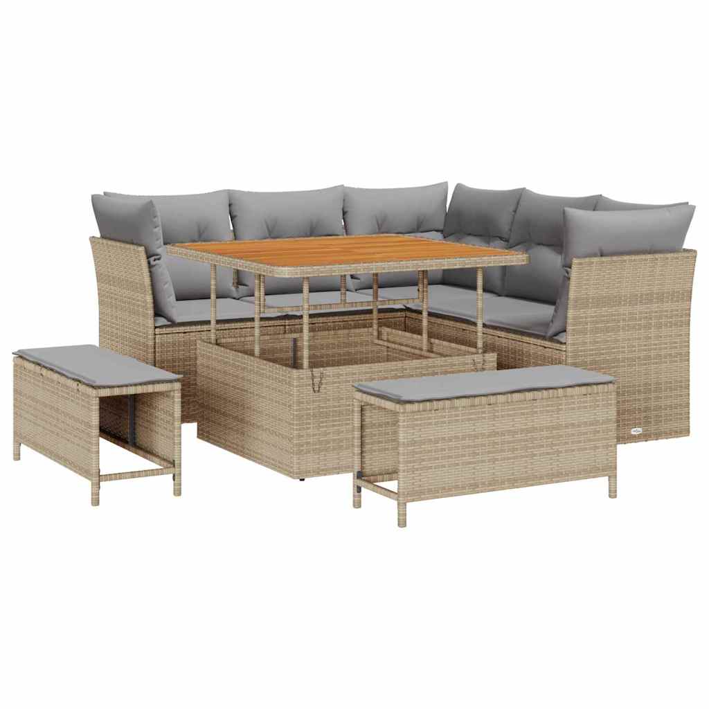 Havesofa Sæt 8 pcs Beige polyrattan