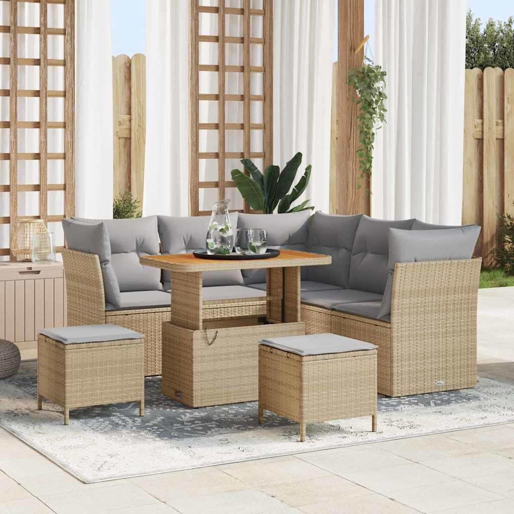 Havesofa Sæt 8 stk. Beige polyrattan
