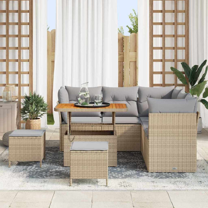 Havesofa Sæt 8 stk. Beige polyrattan