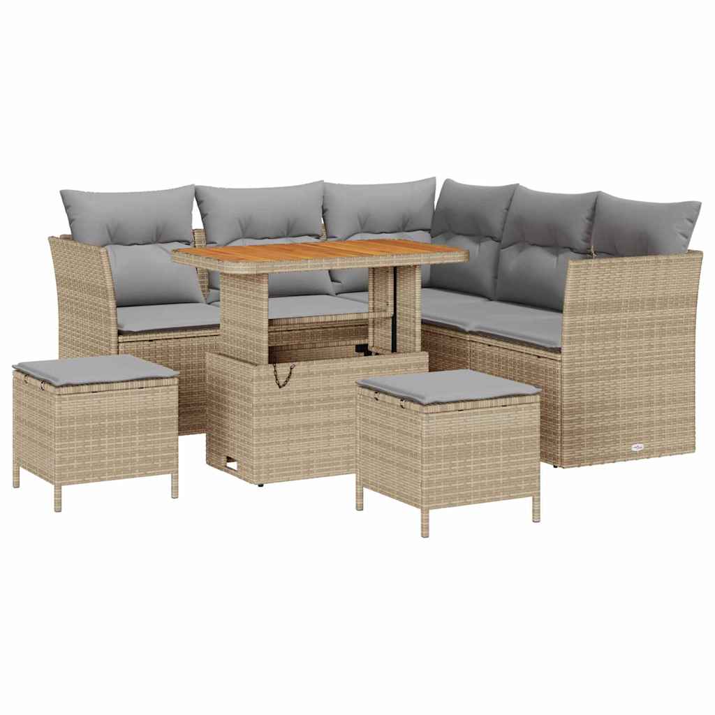 Havesofa Sæt 8 stk. Beige polyrattan