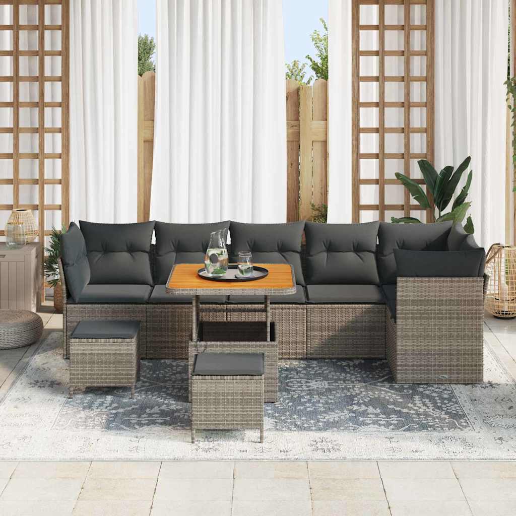 Havesofa Sæt 9 stk. Grå polyrattan