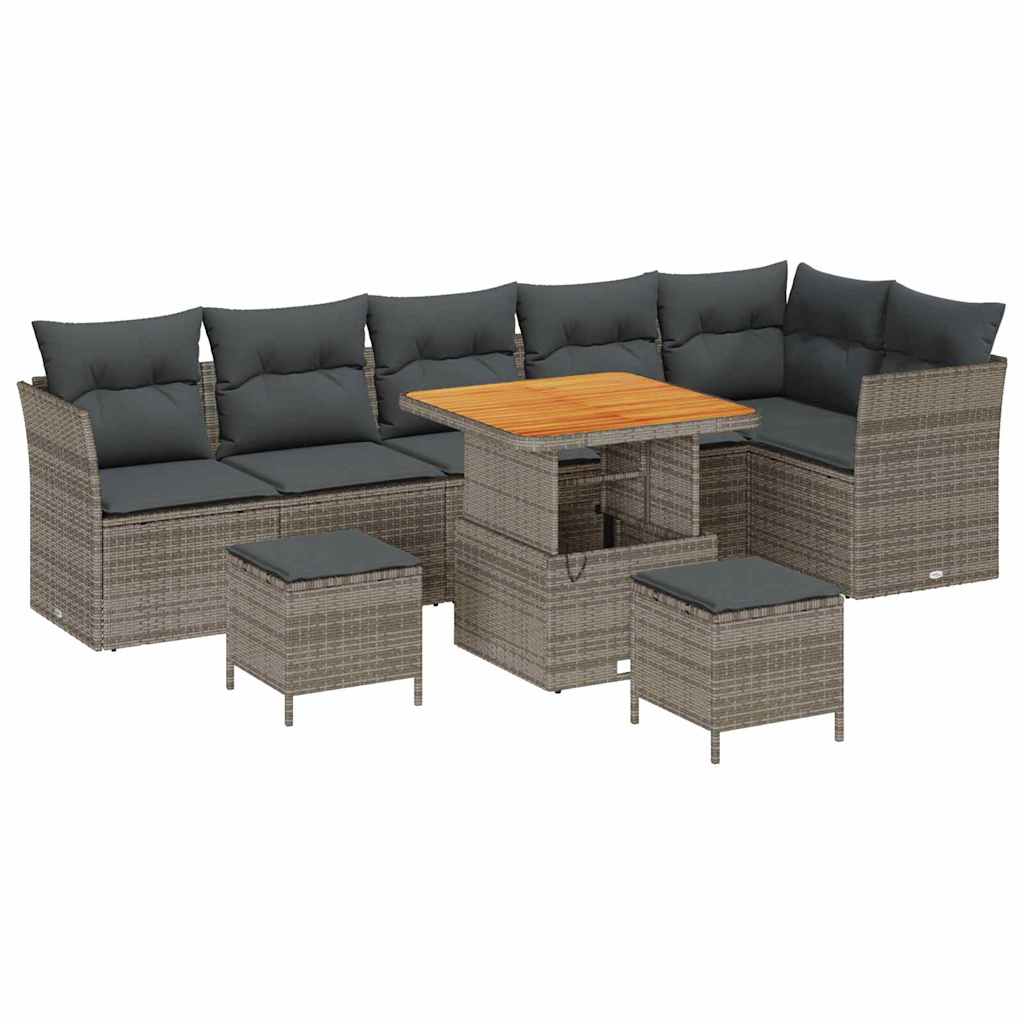 Havesofa Sæt 9 stk. Grå polyrattan